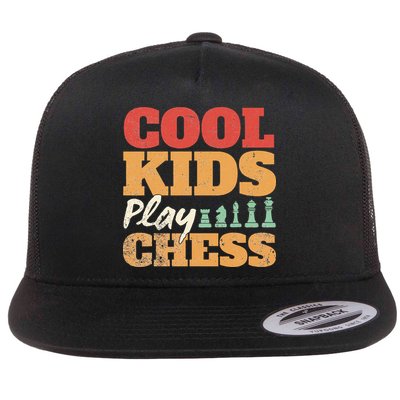 Cool Play Chess Player Chess Board Chess Lovers Flat Bill Trucker Hat