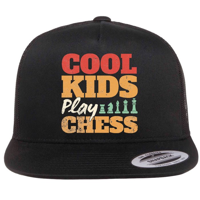 Cool Play Chess Player Chess Board Chess Lovers Flat Bill Trucker Hat