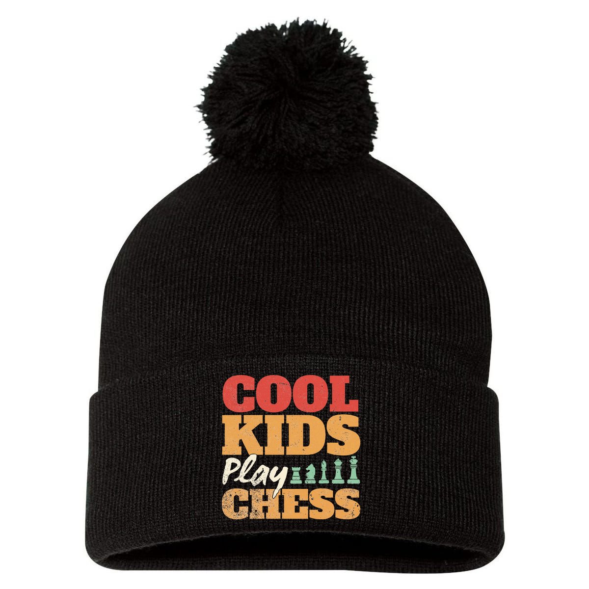 Cool Play Chess Player Chess Board Chess Lovers Pom Pom 12in Knit Beanie