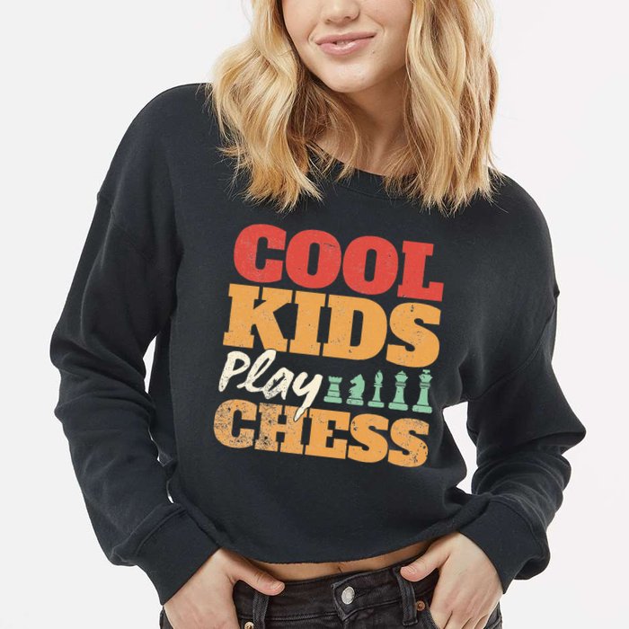 Cool Play Chess Player Chess Board Chess Lovers Cropped Pullover Crew