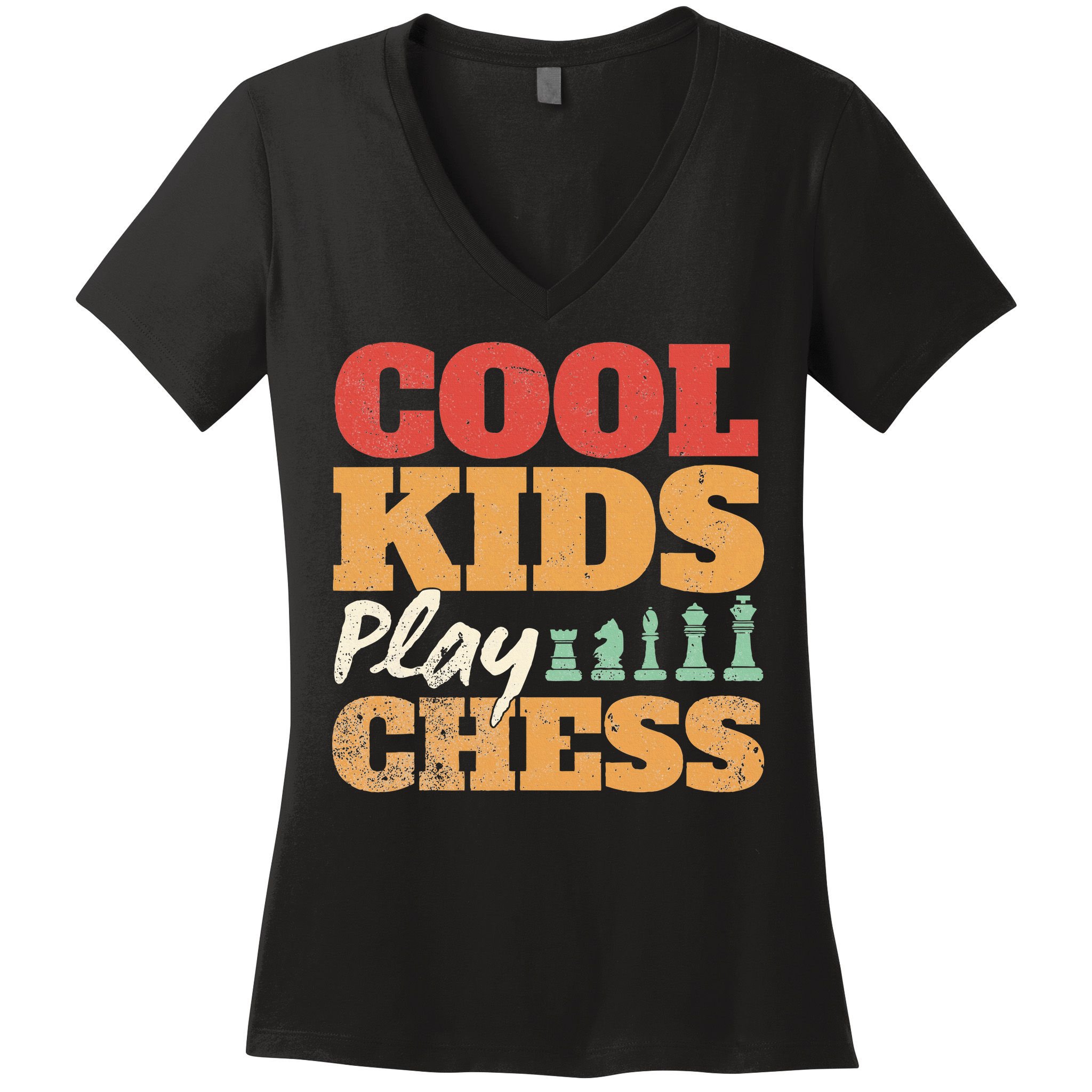 Cool Play Chess Player Chess Board Chess Lovers Women's V-Neck T-Shirt