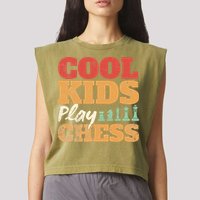 Cool Play Chess Player Chess Board Chess Lovers Garment-Dyed Women's Muscle Tee