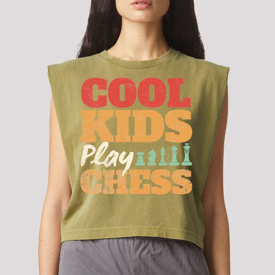 Cool Play Chess Player Chess Board Chess Lovers Garment-Dyed Women's Muscle Tee