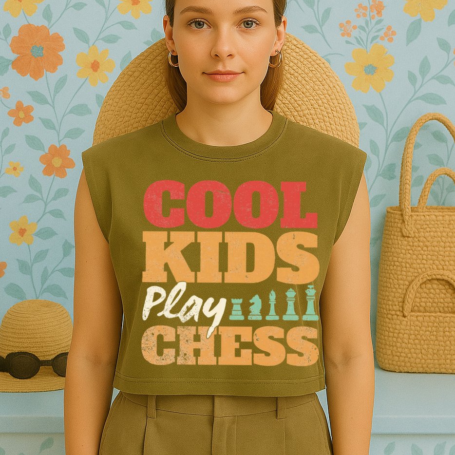 Cool Play Chess Player Chess Board Chess Lovers Garment-Dyed Women's Muscle Tee