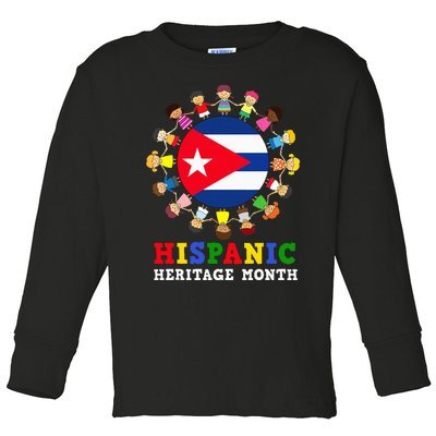 Cuban Pride Celebrate Hispanic Heritage flag Toddler Long Sleeve Shirt