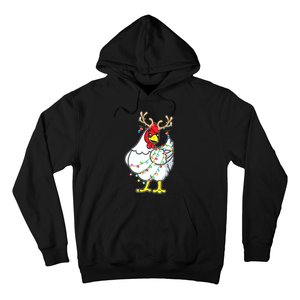 Christmas Pajama Chicken Lover Animals Xmas Tree Lights Hoodie