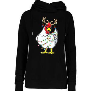 Christmas Pajama Chicken Lover Animals Xmas Tree Lights Womens Funnel Neck Pullover Hood