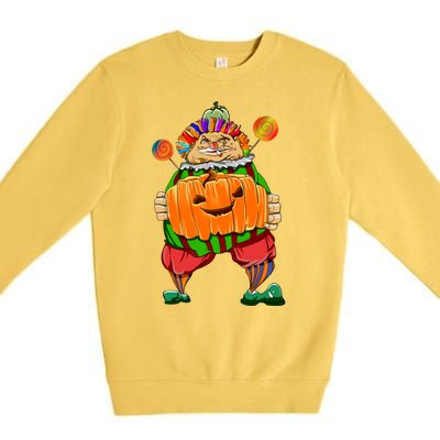 Clown Pumpkin Creepy Halloween Premium Crewneck Sweatshirt