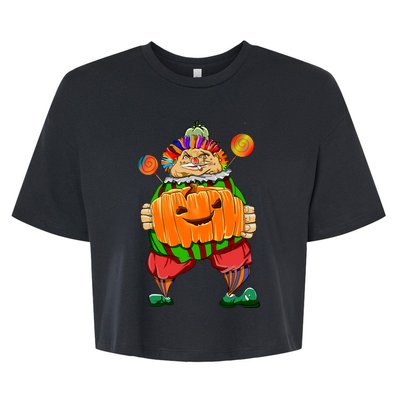 Clown Pumpkin Creepy Halloween Bella+Canvas Jersey Crop Tee