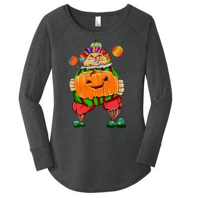 Clown Pumpkin Creepy Halloween Women's Perfect Tri Tunic Long Sleeve Shirt