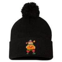 Clown Pumpkin Creepy Halloween Pom Pom 12in Knit Beanie