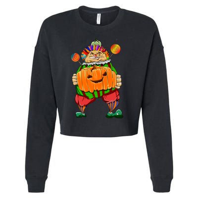 Clown Pumpkin Creepy Halloween Cropped Pullover Crew