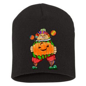 Clown Pumpkin Creepy Halloween Short Acrylic Beanie