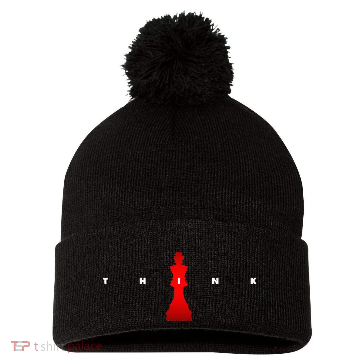 Chess Player Pom Pom 12in Knit Beanie
