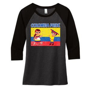 Colombian Pride Colombia Flag Women's Tri-Blend 3/4-Sleeve Raglan Shirt