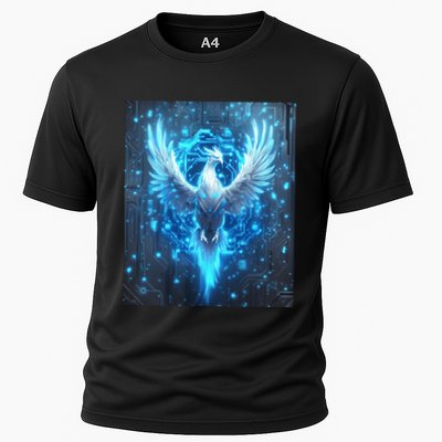 Cybernetic Phoenix Circuit Board Artwork Cooling Performance Crew T-Shirt