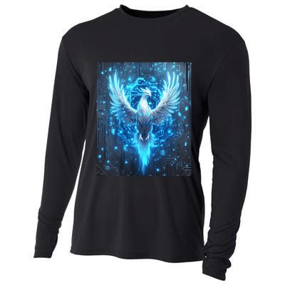Cybernetic Phoenix Circuit Board Artwork Cooling Performance Long Sleeve Crew