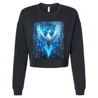 Cybernetic Phoenix Circuit Board Artwork Cropped Pullover Crew