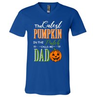 Cutest Pumpkin Calls Me Dad Halloween Matching Gift Cool Gift V-Neck T-Shirt