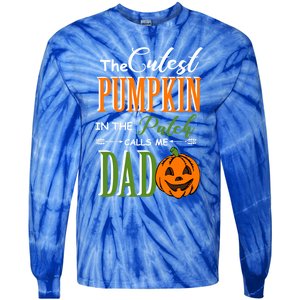 Cutest Pumpkin Calls Me Dad Halloween Matching Gift Cool Gift Tie-Dye Long Sleeve Shirt