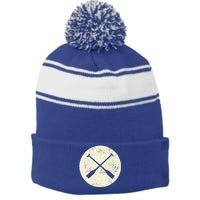 Canoe Paddles Crossing Canoe & Kayaking Stripe Pom Pom Beanie