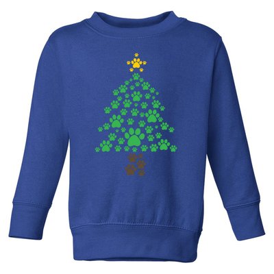 Cat Paw Christmas Tree Funny Catmas Cat Owner Christmas Gift Toddler Sweatshirt