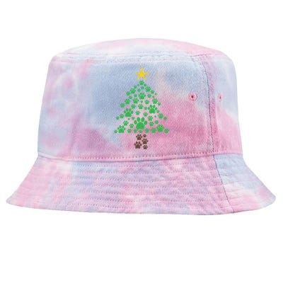 Cat Paw Christmas Tree Funny Catmas Cat Owner Christmas Gift Tie-Dyed Bucket Hat