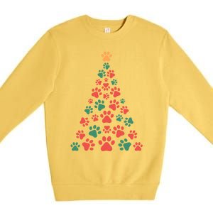 Cat Paws Christmas Tree For Cat Lovers Christmas Gift Premium Crewneck Sweatshirt