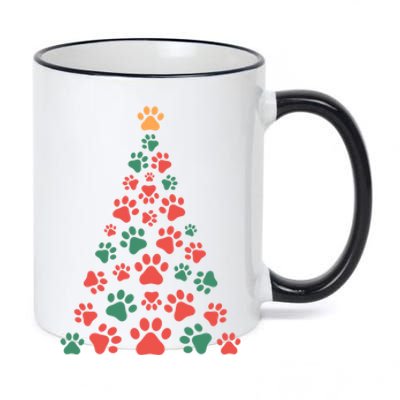 Cat Paws Christmas Tree For Cat Lovers Christmas Gift 11oz Black Color Changing Mug