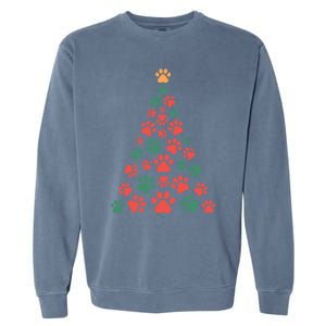 Cat Paws Christmas Tree For Cat Lovers Christmas Gift Garment-Dyed Sweatshirt