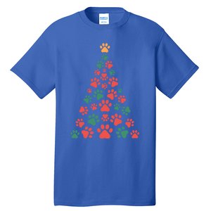 Cat Paws Christmas Tree For Cat Lovers Christmas Gift Tall T-Shirt