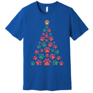 Cat Paws Christmas Tree For Cat Lovers Christmas Gift Premium T-Shirt