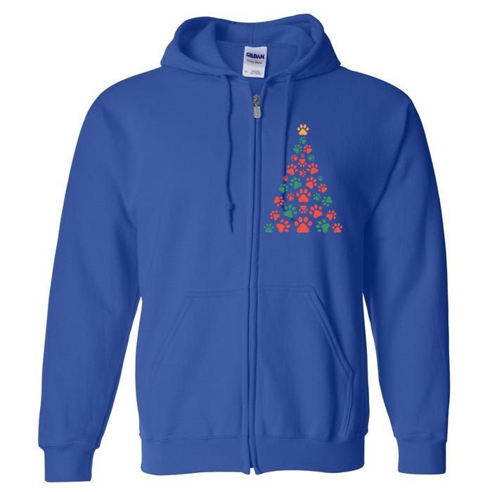 Cat Paws Christmas Tree For Cat Lovers Christmas Gift Full Zip Hoodie