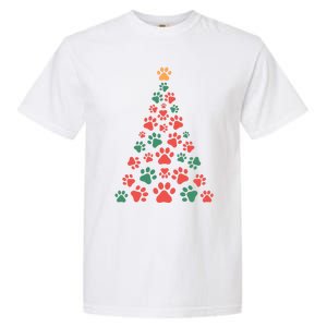 Cat Paws Christmas Tree For Cat Lovers Christmas Gift Garment-Dyed Heavyweight T-Shirt