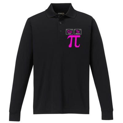 Cutie Pi Celebrate Pi Day March 14 Math And Science Lover Gift Performance Long Sleeve Polo