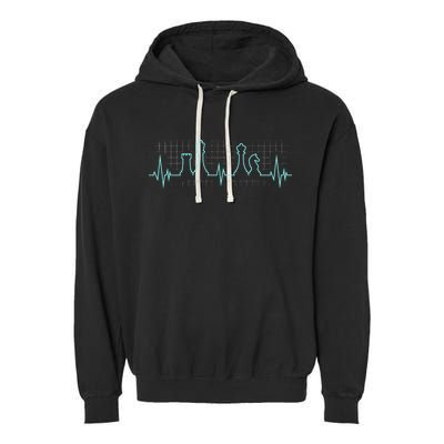 Chess Player Chess Club Chess Heartbeat Love Chess Chess Garment-Dyed Fleece Hoodie