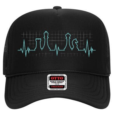 Chess Player Chess Club Chess Heartbeat Love Chess Chess High Crown Mesh Back Trucker Hat