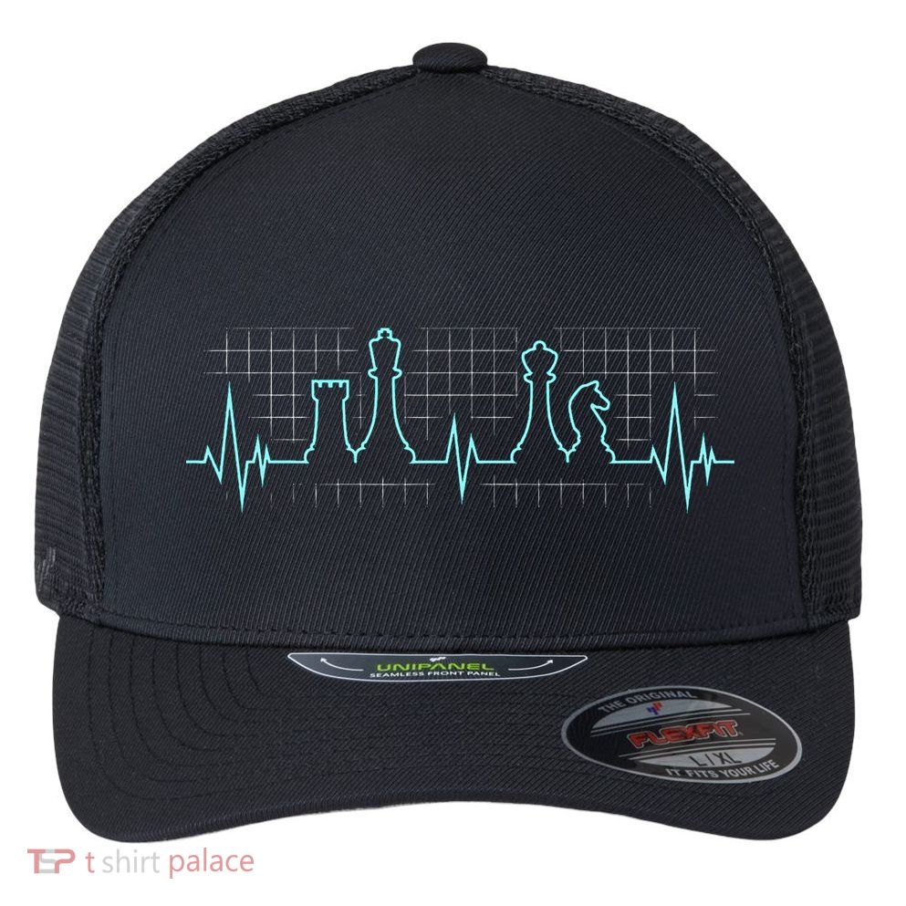 Chess Player Chess Club Chess Heartbeat Love Chess Chess Flexfit Unipanel Trucker Cap