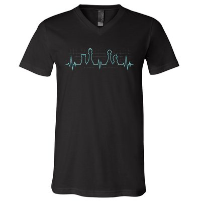 Chess Player Chess Club Chess Heartbeat Love Chess Chess V-Neck T-Shirt