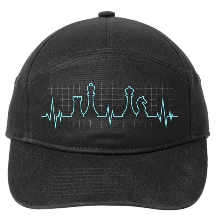 Chess Player Chess Club Chess Heartbeat Love Chess Chess 7-Panel Snapback Hat