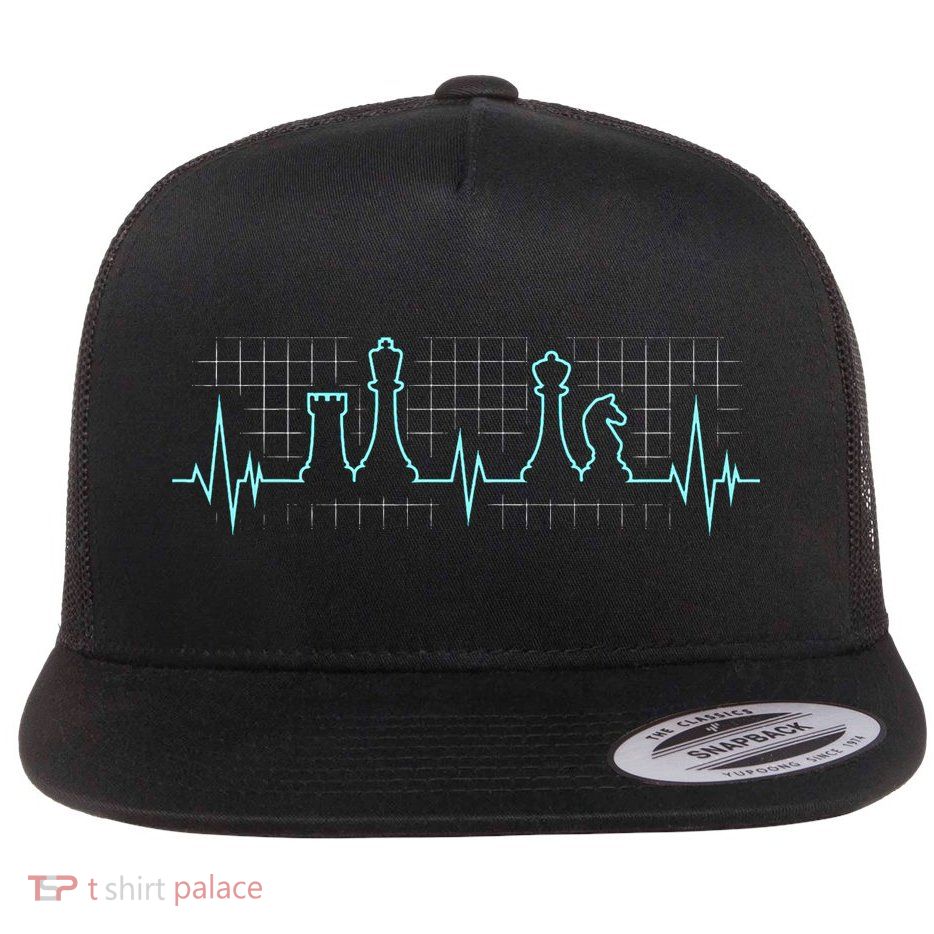 Chess Player Chess Club Chess Heartbeat Love Chess Chess Flatbill Hat