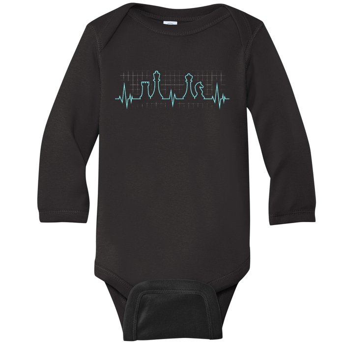 Chess Player Chess Club Chess Heartbeat Love Chess Chess Baby Long Sleeve Bodysuit