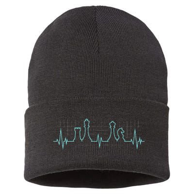 Chess Player Chess Club Chess Heartbeat Love Chess Chess Sustainable Knit Beanie