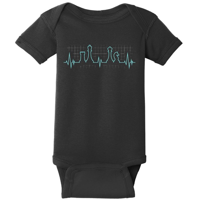 Chess Player Chess Club Chess Heartbeat Love Chess Chess Baby Bodysuit