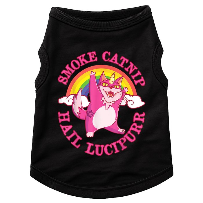 Caticorn Pink Cat Unicorn Rainbow Smoke Catnip Hail Lucipurr Doggie Tank