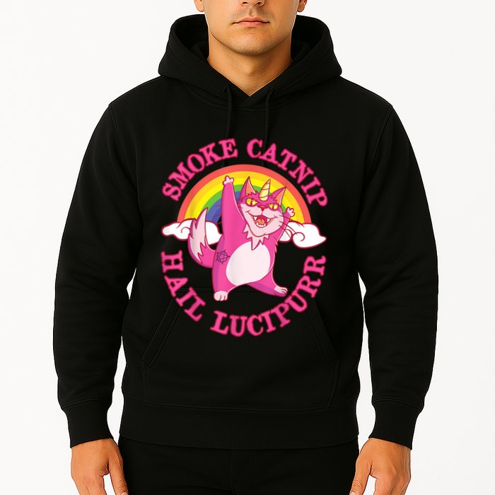 Caticorn Pink Cat Unicorn Rainbow Smoke Catnip Hail Lucipurr Hoodie