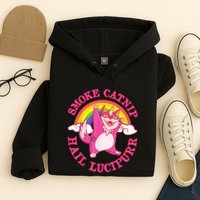 Caticorn Pink Cat Unicorn Rainbow Smoke Catnip Hail Lucipurr Hoodie