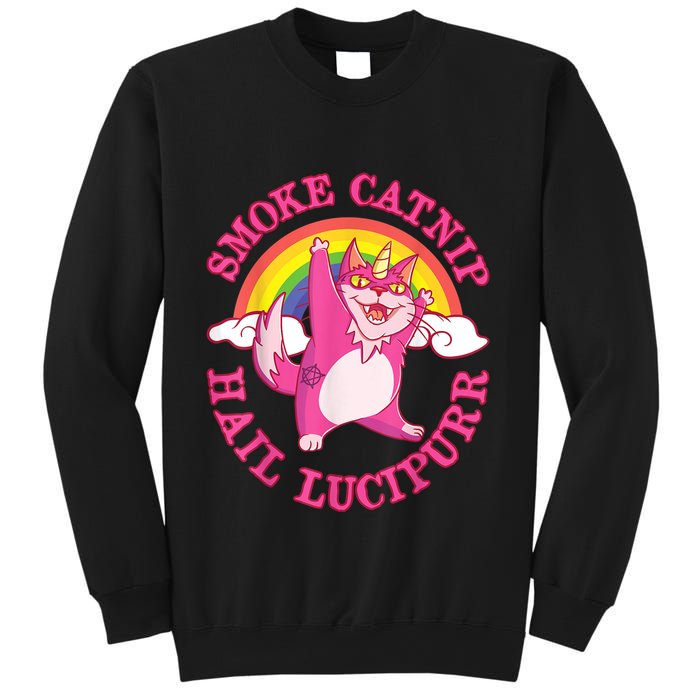 Caticorn Pink Cat Unicorn Rainbow Smoke Catnip Hail Lucipurr Sweatshirt
