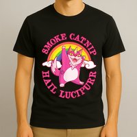 Caticorn Pink Cat Unicorn Rainbow Smoke Catnip Hail Lucipurr T-Shirt