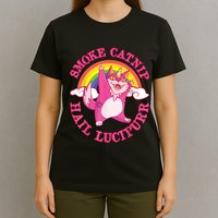 Caticorn Pink Cat Unicorn Rainbow Smoke Catnip Hail Lucipurr T-Shirt